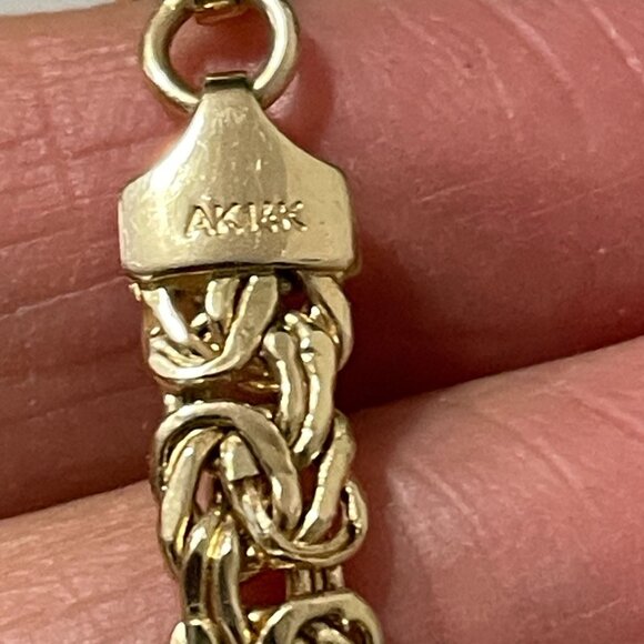 14K Yellow Gold and Diamonds AK Atasay Kuyumculuk 8" Byzantine Bracelet 7.58 gms - Picture 10 of 12